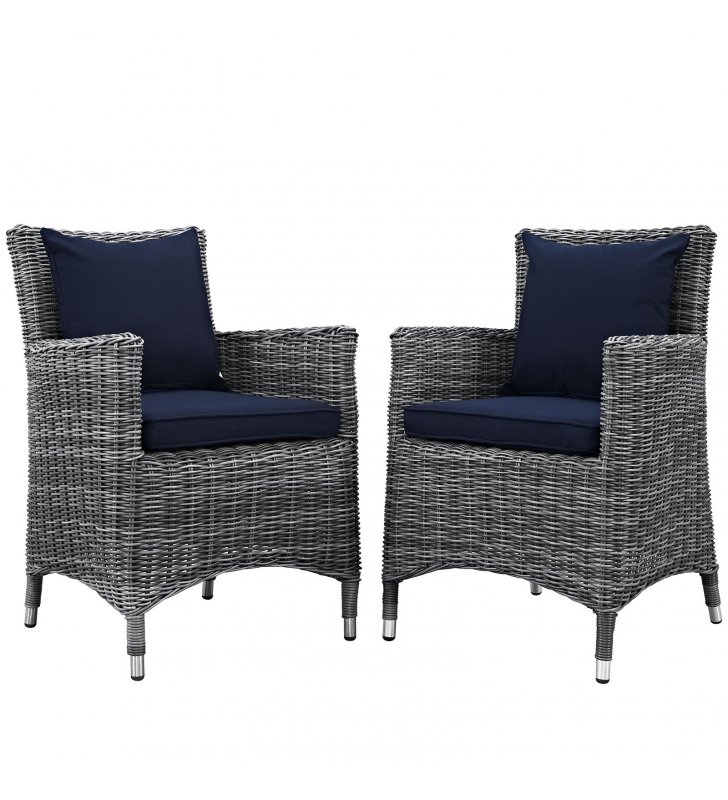 Summon 2 Piece Outdoor Patio Sunbrella¬Æ Dining Set in Canvas Navy - Lexmod
