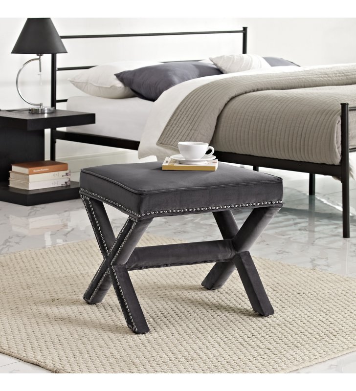 Rivet Bench in Gray - Lexmod
