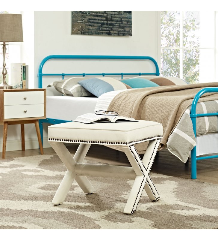 Rivet Bench in Ivory - Lexmod