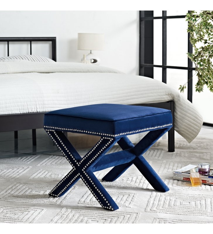 Rivet Bench in Navy - Lexmod