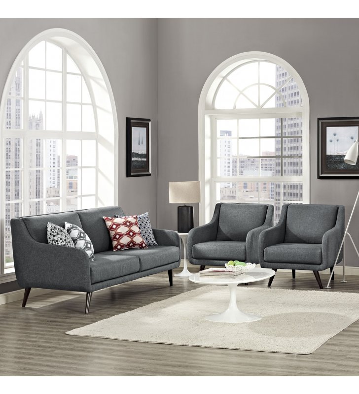 Verve Living Room Set Set of 3 in Gray - Lexmod