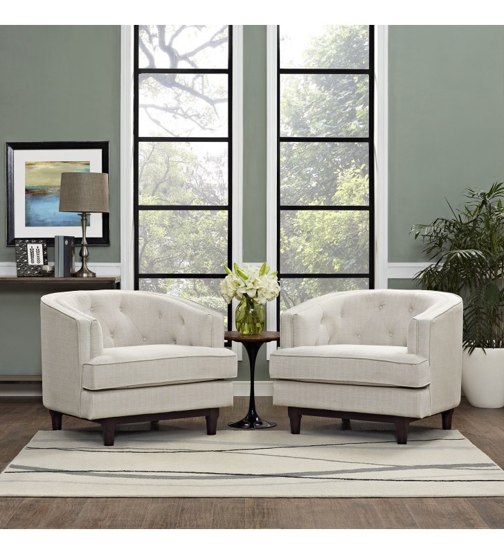 Coast Armchairs Set of 2 in Beige - Lexmod