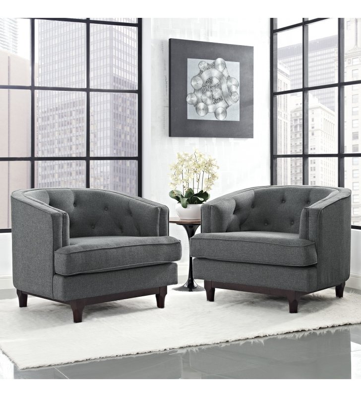 Coast Armchairs Set of 2 in Gray - Lexmod