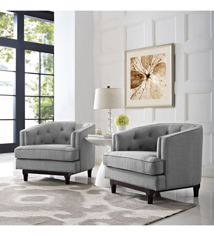 Coast Armchairs Set of 2 in Light Gray - Lexmod