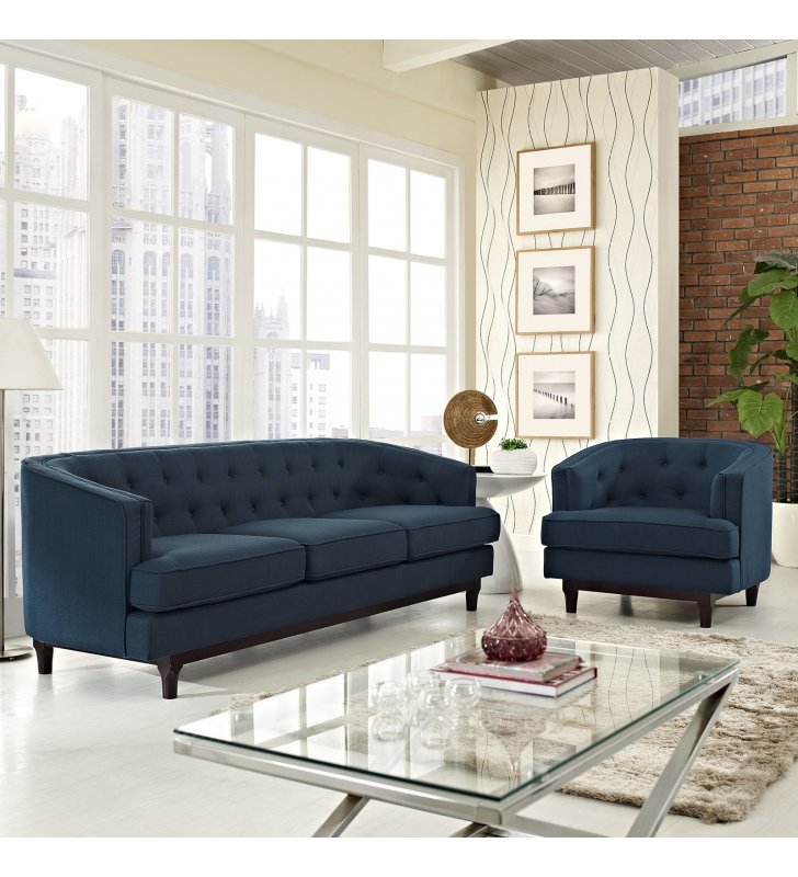 Coast Living Room Set Set of 2 in Azure - Lexmod