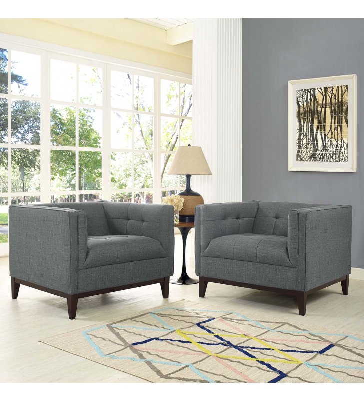 Serve Armchairs Set of 2 in Gray - Lexmod