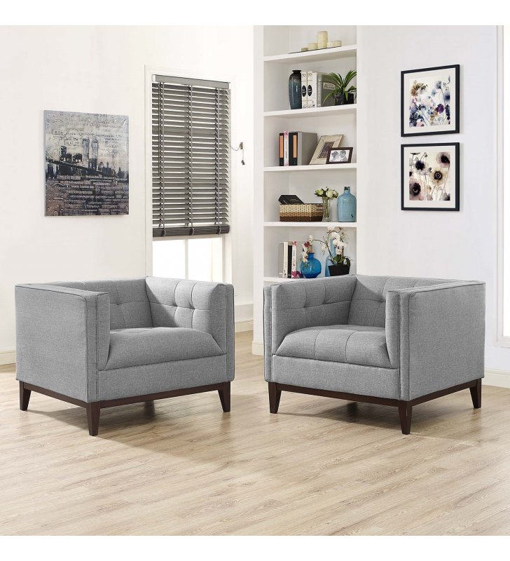 Serve Armchairs Set of 2 in Light Gray - Lexmod