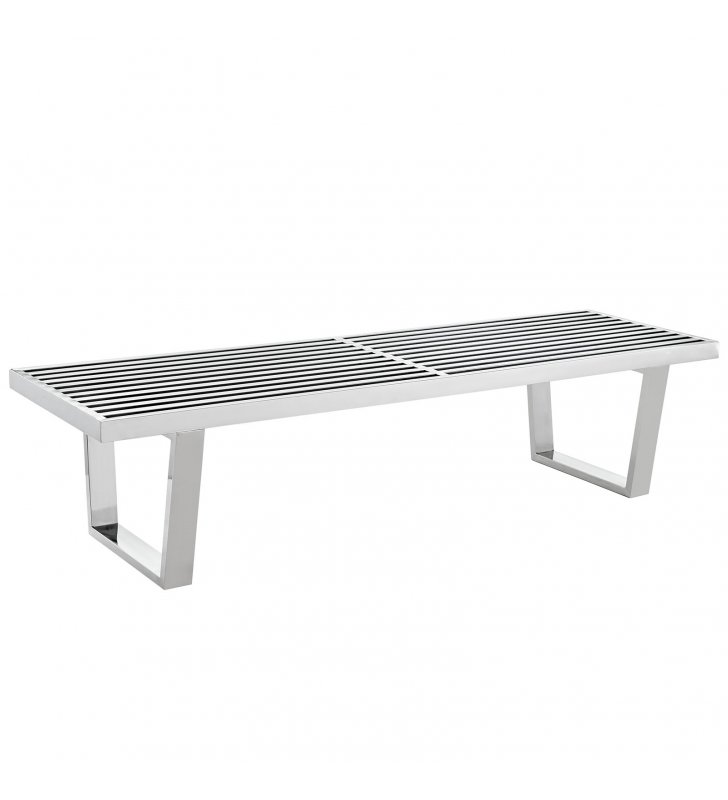 Sauna 5' Stainless Steel Bench in Silver - Lexmod