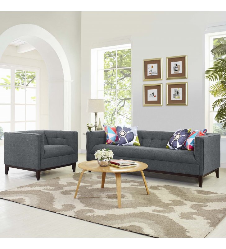 Serve Living Room Set Set of 2 in Gray - Lexmod