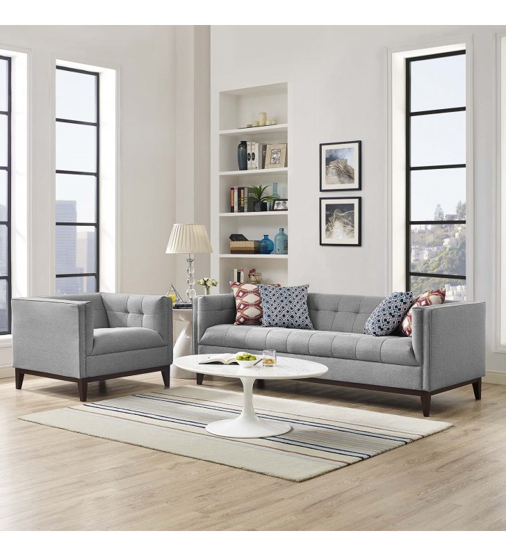 Serve Living Room Set Set of 2 in Light Gray - Lexmod