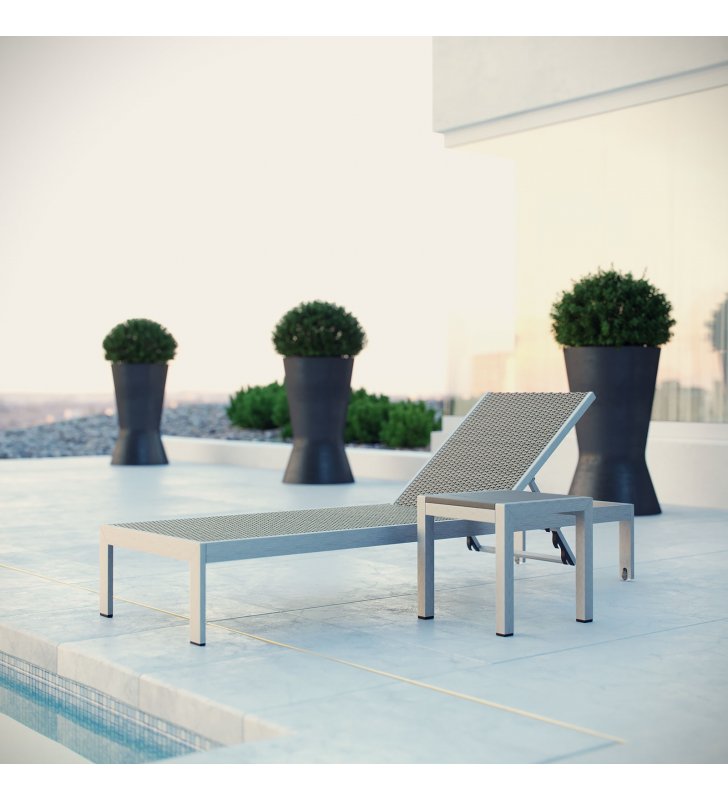 Shore 2 Piece Outdoor Patio Set in Silver Gray - Lexmod