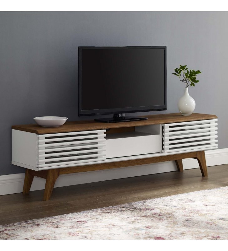 Render 59‚Äù TV Stand in Walnut White - Lexmod