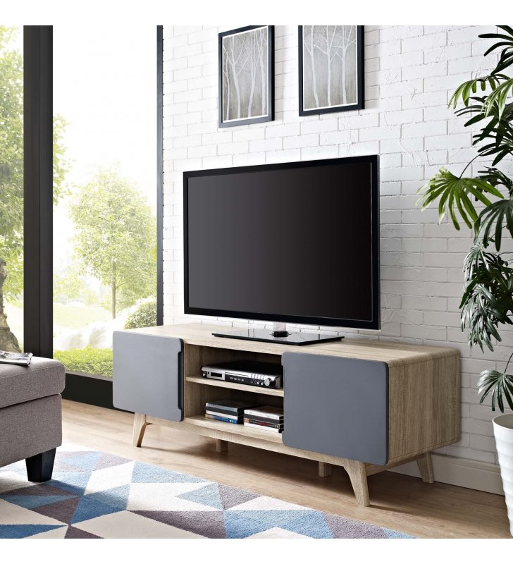 Tread 59" TV Stand in Natural Gray - Lexmod