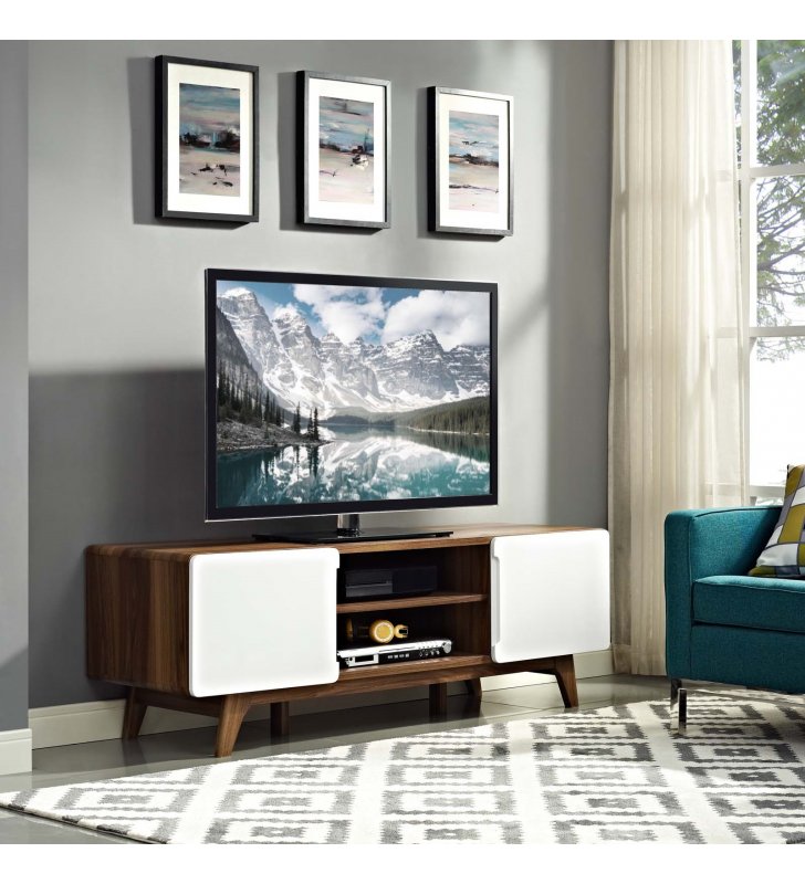 Tread 59" TV Stand in Walnut White - Lexmod