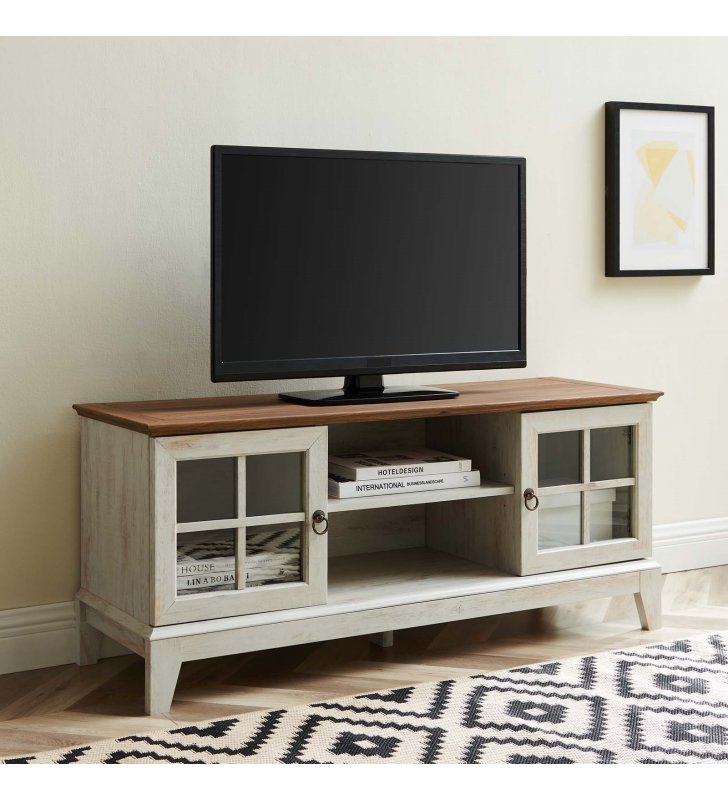 Isle 47‚Äù TV Stand in Walnut White - Lexmod