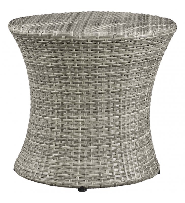 Stage Round Outdoor Patio Side Table in Light Gray - Lexmod