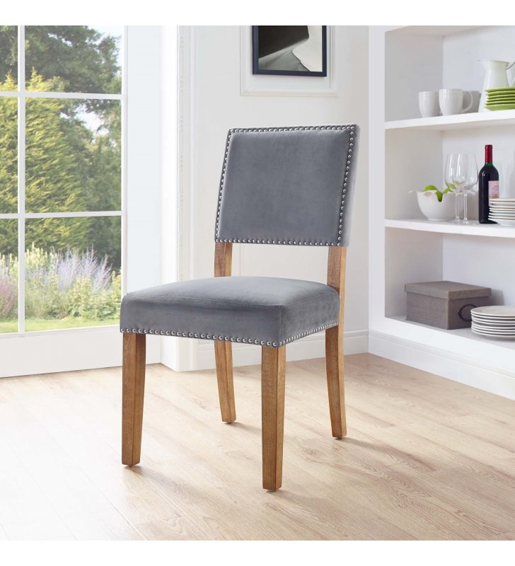 Oblige Wood Dining Chair in Gray - Lexmod