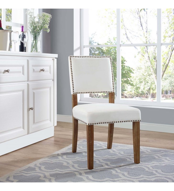 Oblige Wood Dining Chair in Ivory - Lexmod