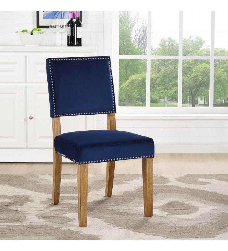 Oblige Wood Dining Chair in Navy - Lexmod