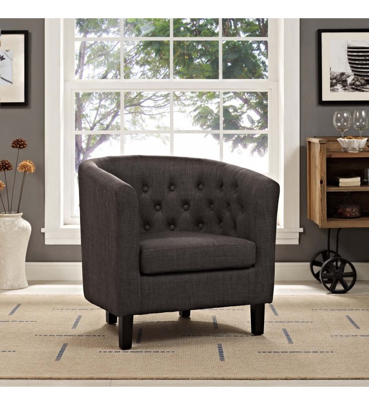 Prospect Upholstered Fabric Armchair in Brown - Lexmod