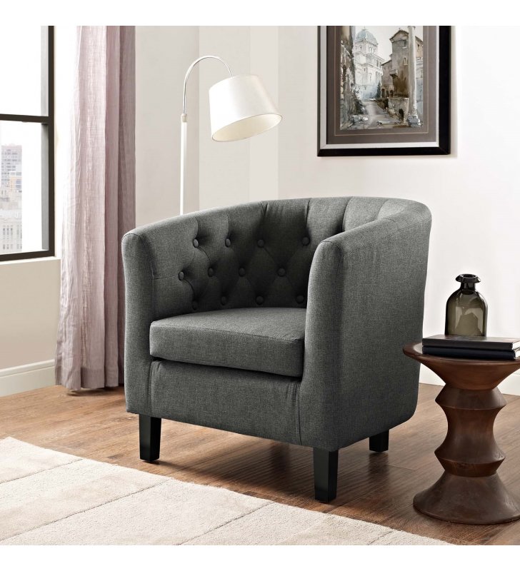 Prospect Upholstered Fabric Armchair in Gray - Lexmod