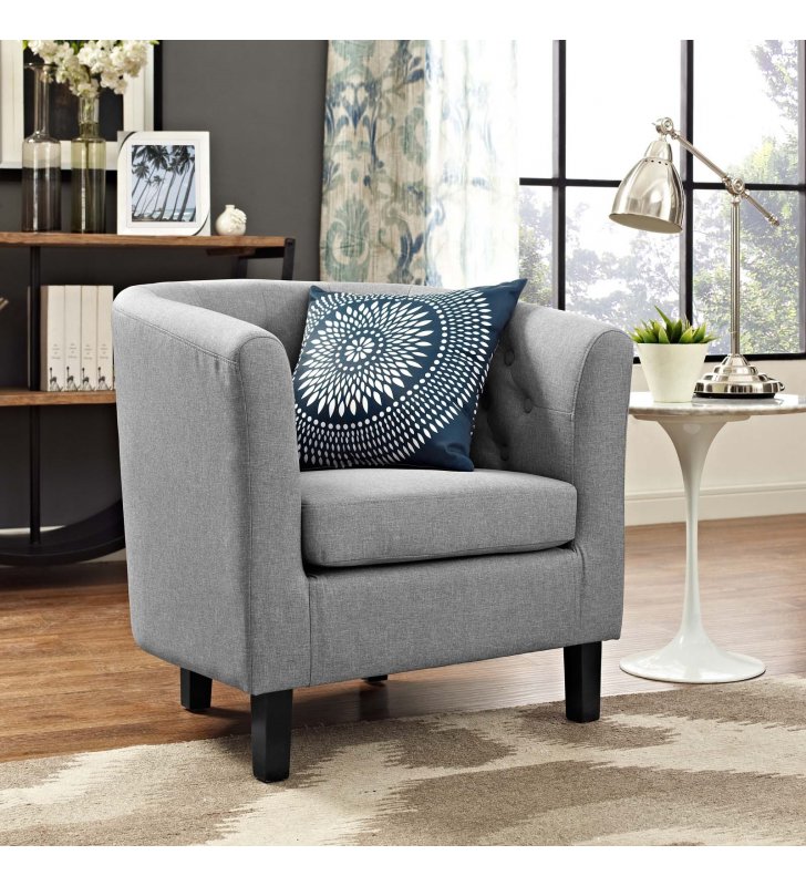 Prospect Upholstered Fabric Armchair in Light Gray - Lexmod
