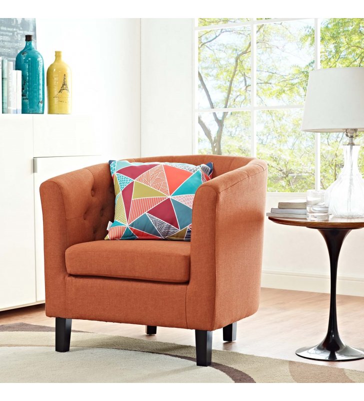 Prospect Upholstered Fabric Armchair in Orange - Lexmod
