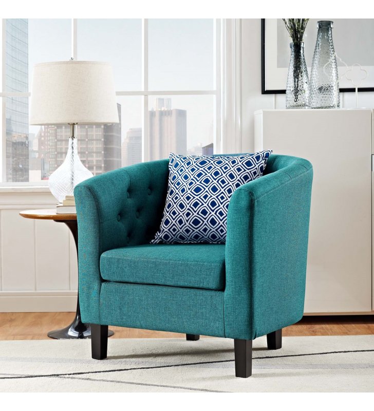 Prospect Upholstered Fabric Armchair in Teal - Lexmod