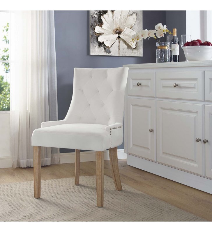 Pose Performance Velvet Dining Chair in Ivory - Lexmod