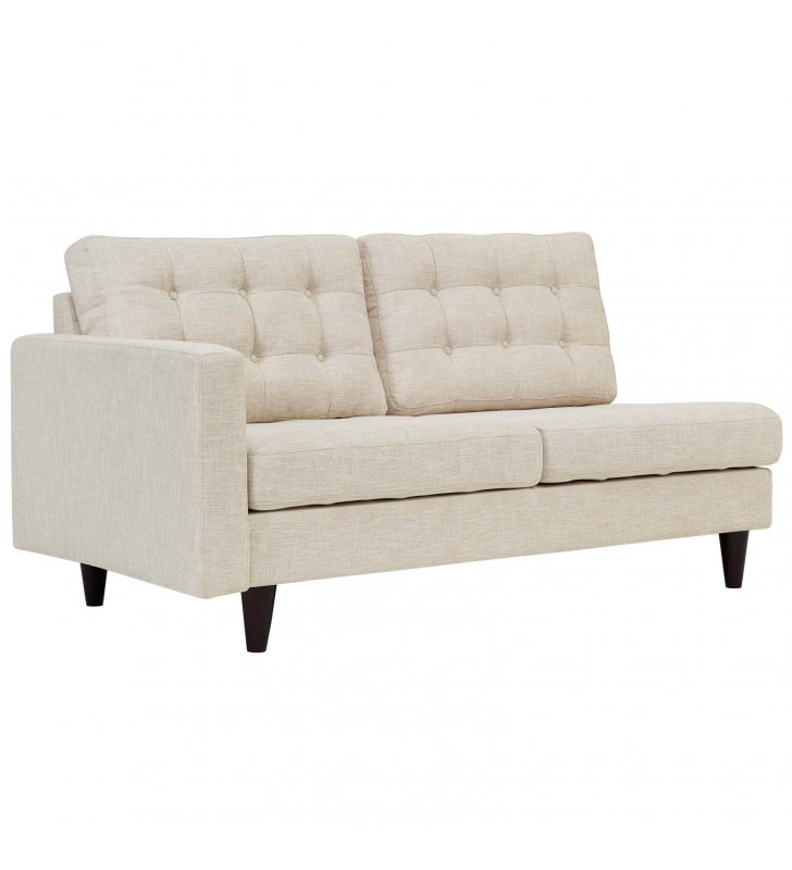 Empress Left-Facing Upholstered Fabric Loveseat in Beige - Lexmod