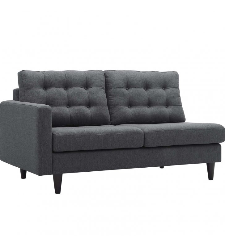 Empress Left-Facing Upholstered Fabric Loveseat in Gray - Lexmod