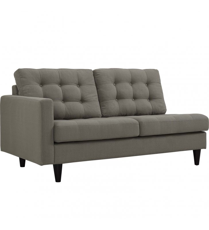 Empress Left-Facing Upholstered Fabric Loveseat in Granite - Lexmod