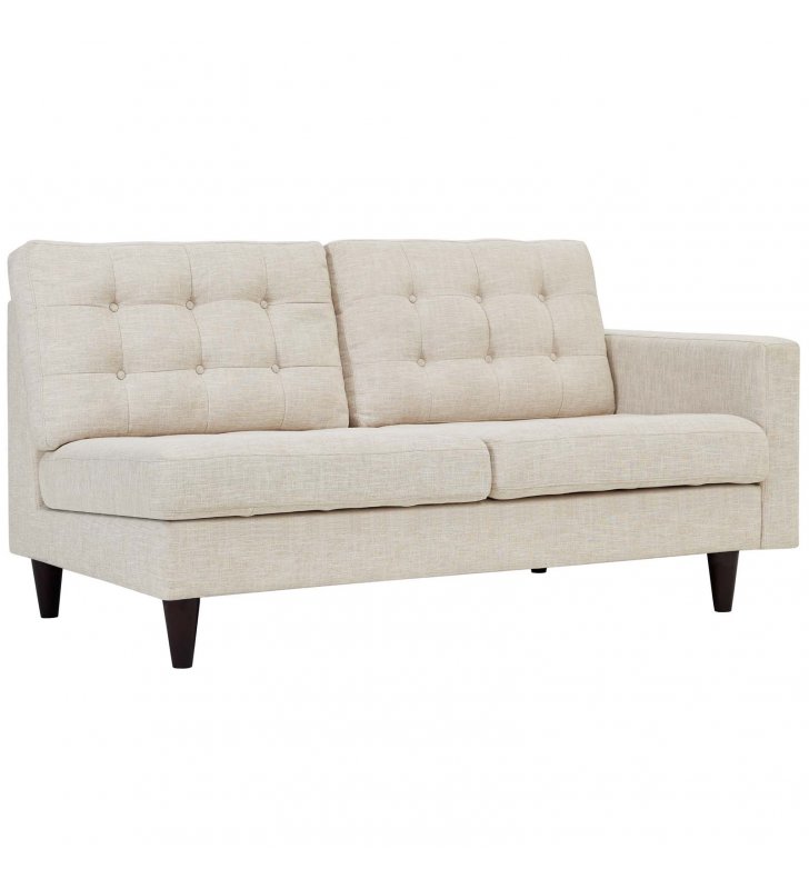 Empress Right-Facing Upholstered Fabric Loveseat in Beige - Lexmod