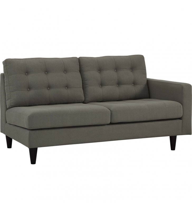 Empress Right-Facing Upholstered Fabric Loveseat in Granite - Lexmod