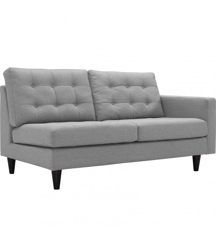 Empress Right-Facing Upholstered Fabric Loveseat in Light Gray - Lexmod