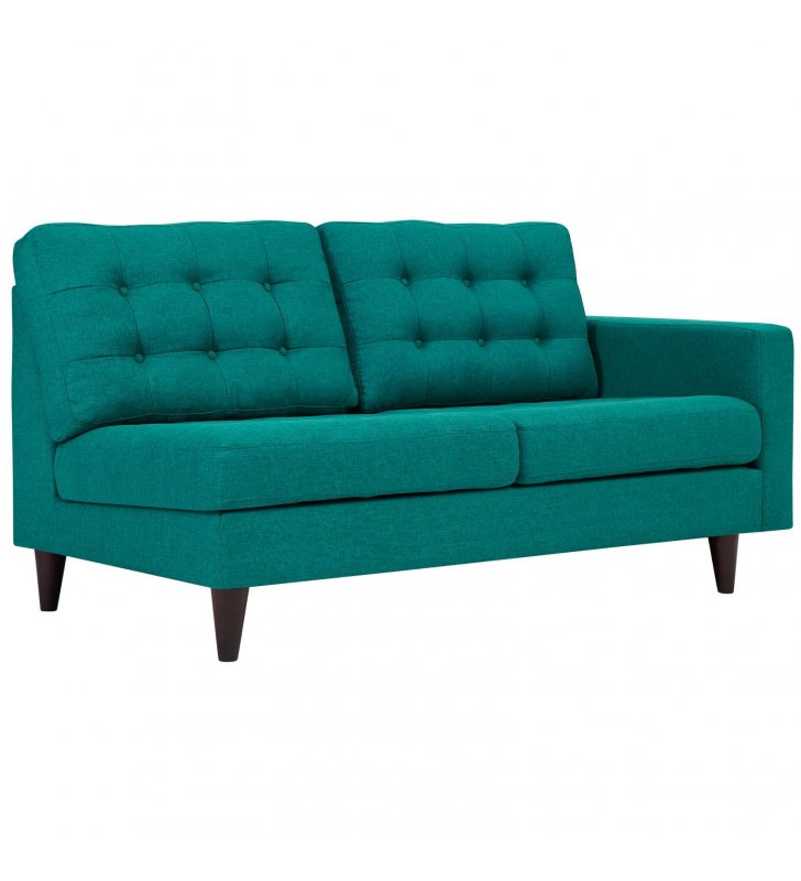 Empress Right-Facing Upholstered Fabric Loveseat in Teal - Lexmod