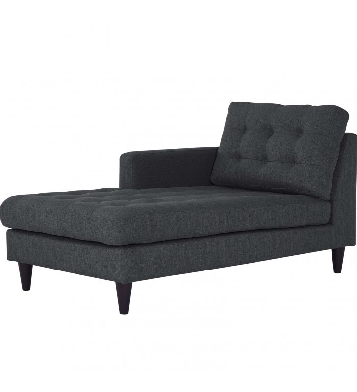 Empress Left-Arm Upholstered Fabric Chaise in Gray - Lexmod