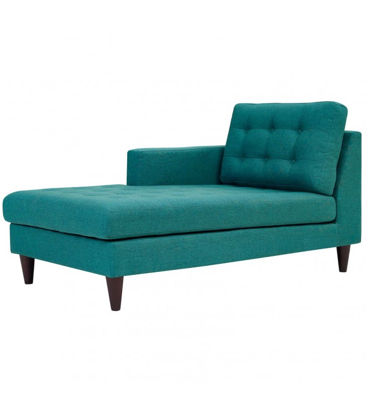 Empress Left-Arm Upholstered Fabric Chaise in Teal - Lexmod