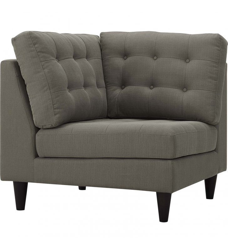 Empress Upholstered Fabric Corner Sofa in Granite - Lexmod