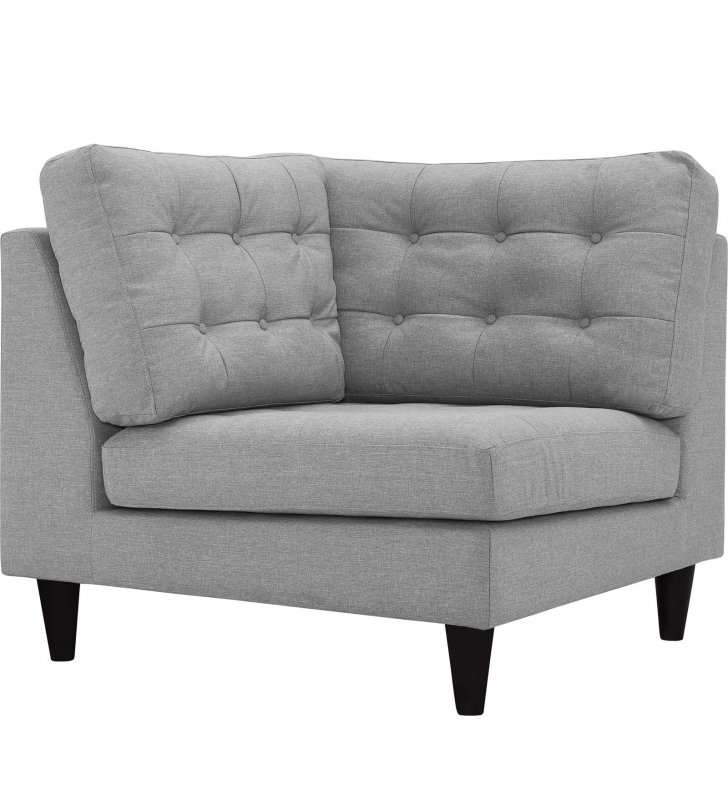 Empress Upholstered Fabric Corner Sofa in Light Gray - Lexmod