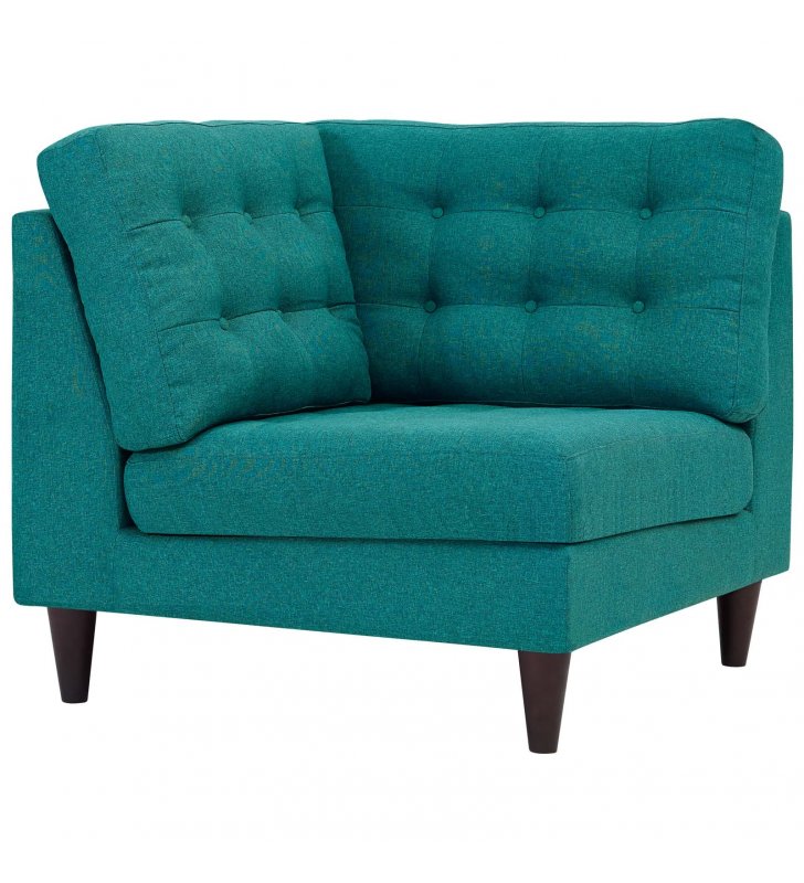 Empress Upholstered Fabric Corner Sofa in Teal - Lexmod