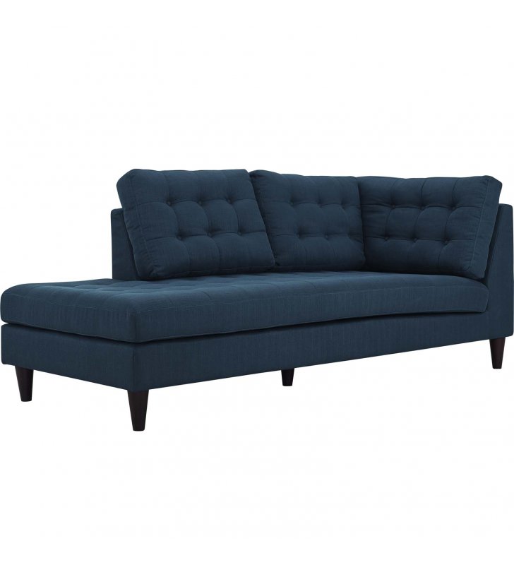 Empress Upholstered Fabric Left Facing Bumper in Azure - Lexmod