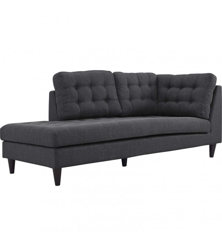 Empress Upholstered Fabric Left Facing Bumper in Gray - Lexmod