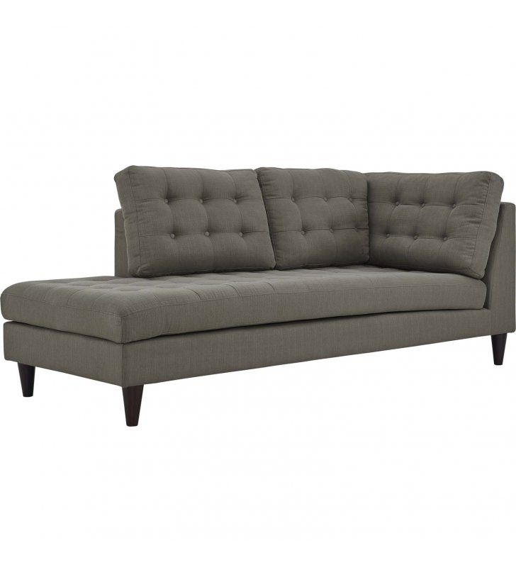 Empress Upholstered Fabric Left Facing Bumper in Granite - Lexmod