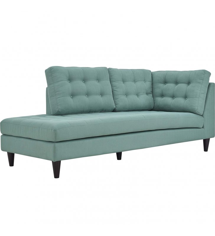 Empress Upholstered Fabric Left Facing Bumper in Laguna - Lexmod