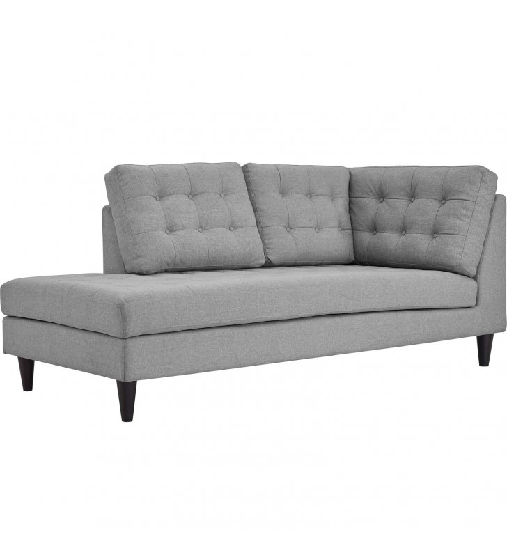 Empress Upholstered Fabric Left Facing Bumper in Light Gray - Lexmod