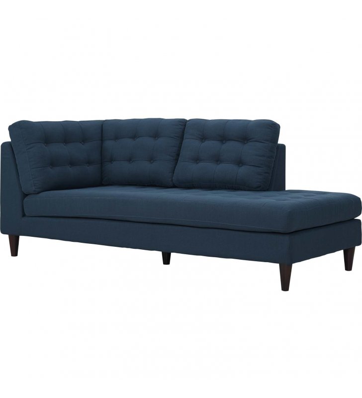 Empress Upholstered Fabric Right Facing Bumper in Azure - Lexmod