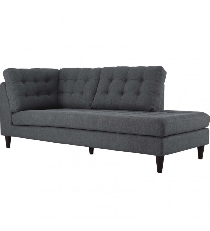 Empress Upholstered Fabric Right Facing Bumper in Gray - Lexmod