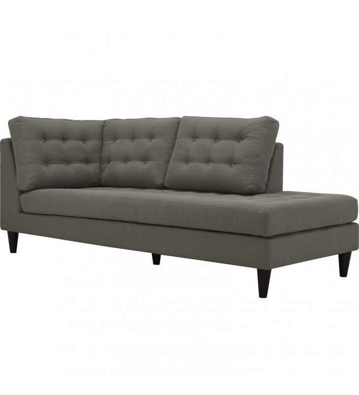 Empress Upholstered Fabric Right Facing Bumper in Granite - Lexmod