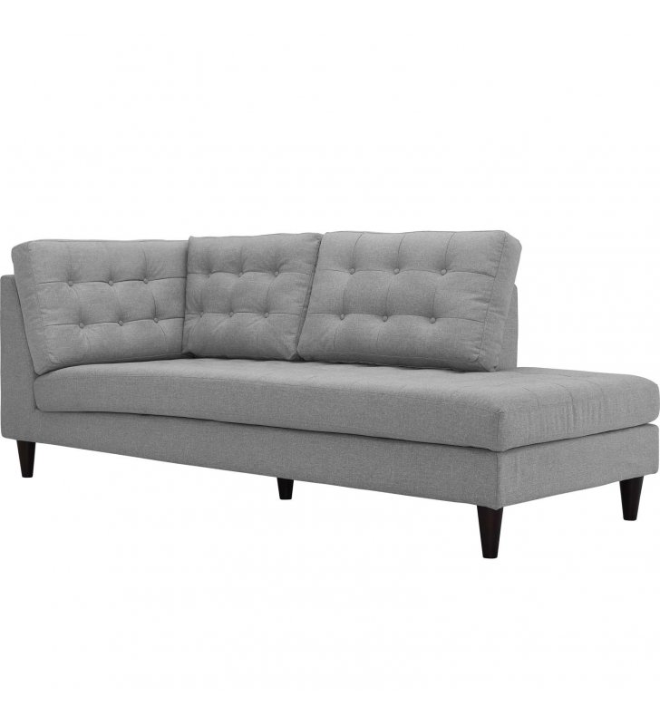Empress Upholstered Fabric Right Facing Bumper in Light Gray - Lexmod